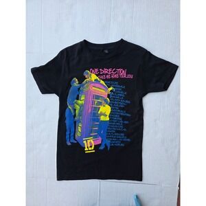 Official One Direction 2013 Take Me Home Tour Graphic Tee Neon Phone Booth XS